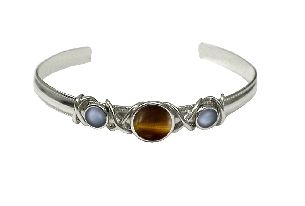 Sterling Silver Hand Made Cuff Bracelet With Tiger Eye